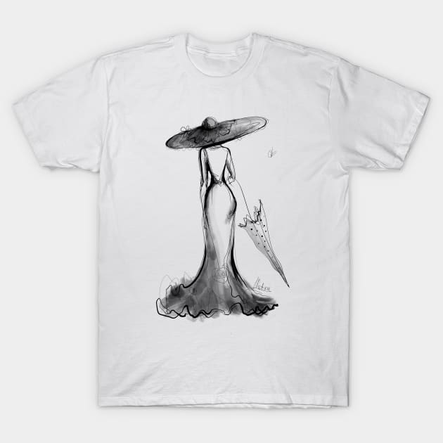Lady with Umbrella T-Shirt by Natxa